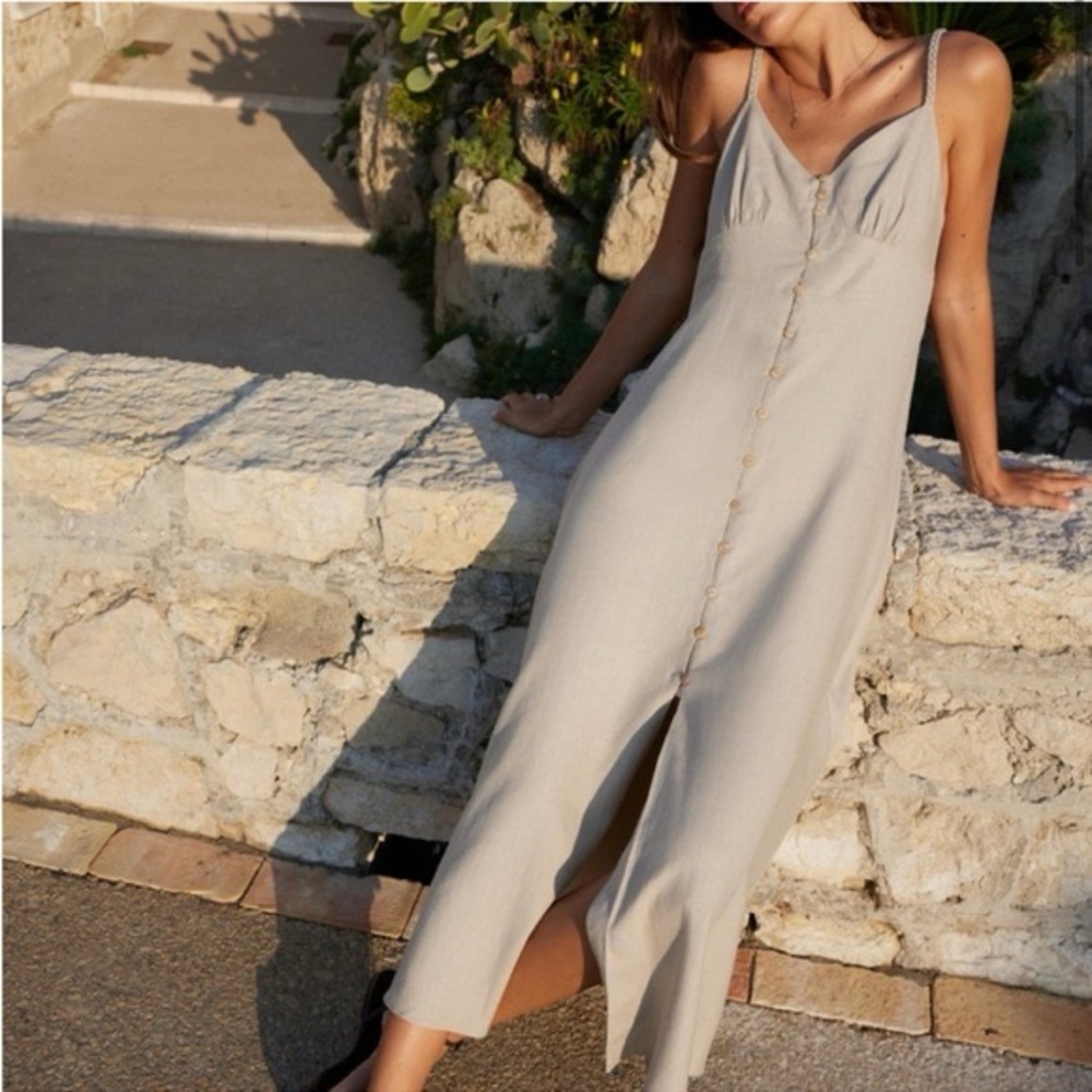 Zara Linen Blend Midi Dress